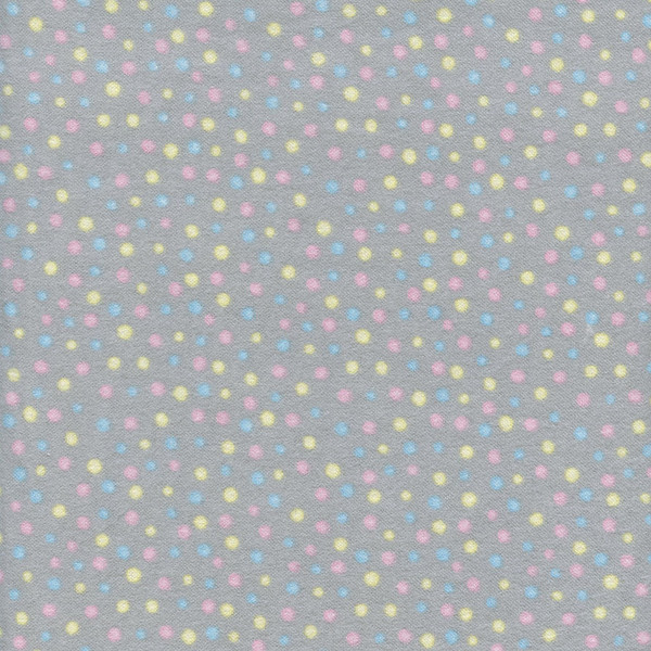 Pastel Colored Polka Dots Grey Flannel