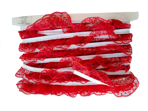 Red Lace with White Bias Edging Lace