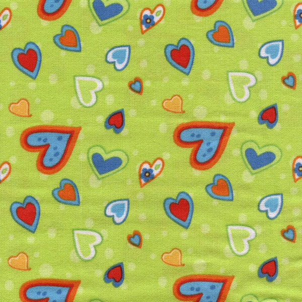 Owl Wonderful Geometric Hearts on Lime Flannel