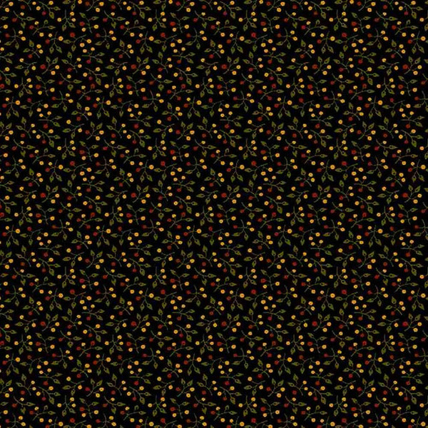 Grasslands Mini Flowers on Black Flannel R3828