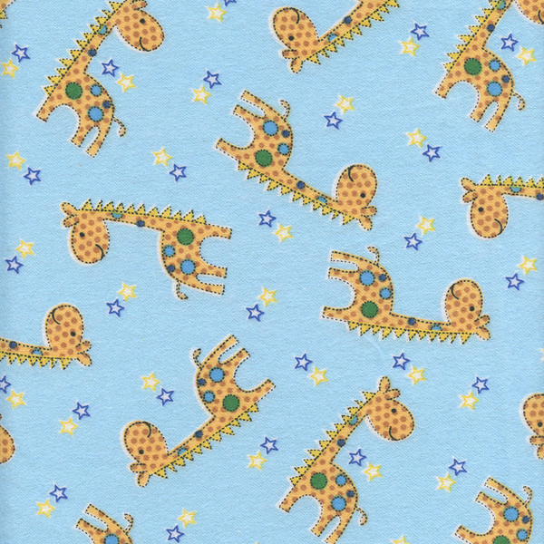 Giraffe's & Stars on Lt. Blue Flannelette Comfy Prints by AE Nathan