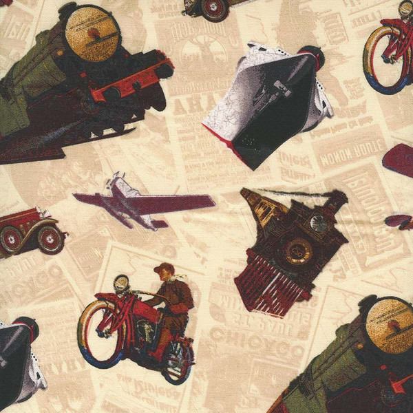 TransAtlantique Vintage Vehicles on Cream Newspaper