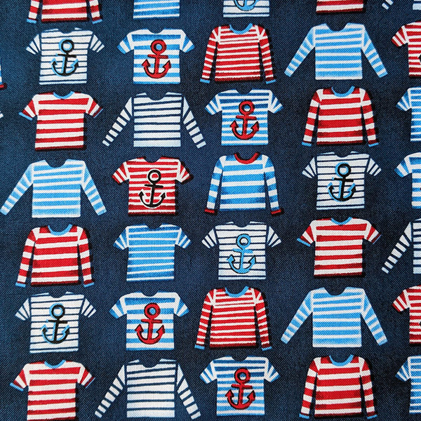 A Whale of a Time Sailor Shirts on Navy,  SKU# 4409-77 by P&B Textiles