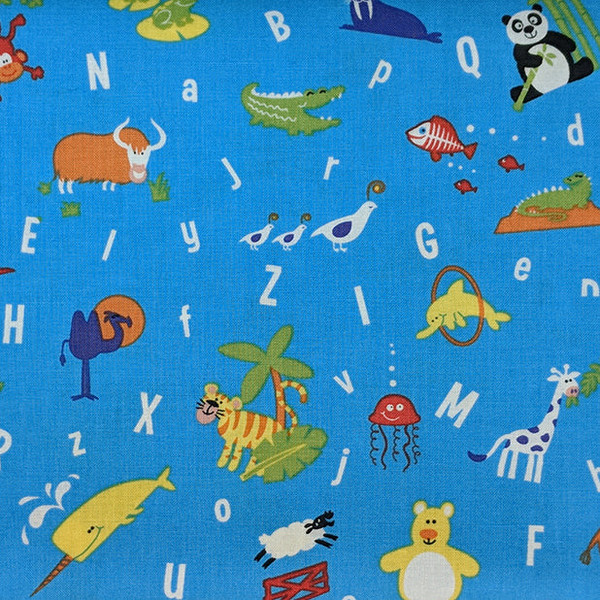 ABC Zoo Tossed on Blue