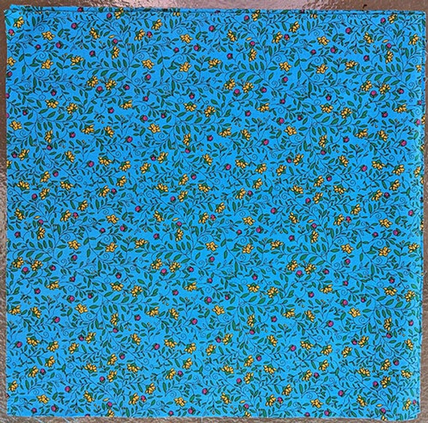 The Quilting Bug Calico Flowers on Blue - 12 1/2" Block