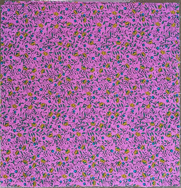The Quilting Bug Calico Flowers on Pink - 12 1/2" Block