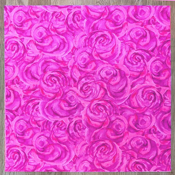 Pink and Lilac Whirly Roses- 12 1/2" Block