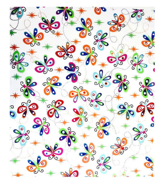 Turtle Talk Colorful Butterflies on White - 8 1/2" Sq