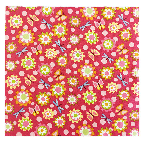 Lily Pond Geometric Flowers on Hot Pink - 8 1/2" Sq