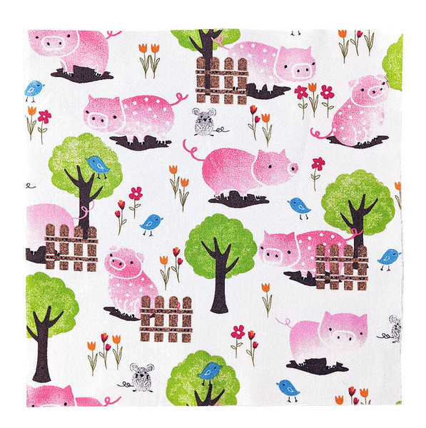 Pig Farm on White - 8 1/2" Sq