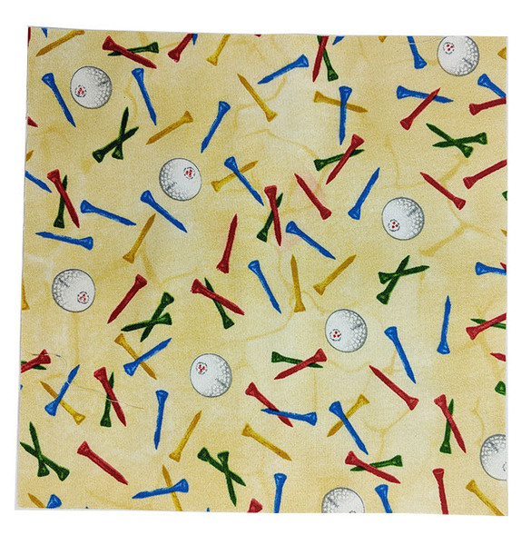 Golf Tees & Balls on Tan - 8 1/2" Sq Golf Tees & Balls on Tan - 8 1/2" Sq