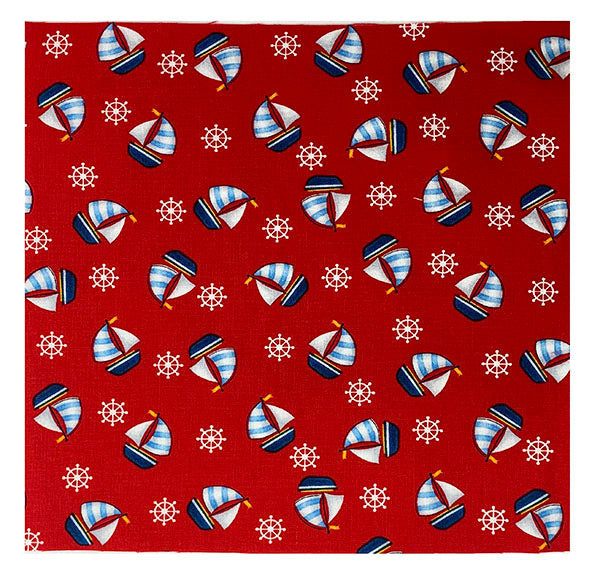 A Whale of A Time Sailboats Red  - 8 1/2" Sq