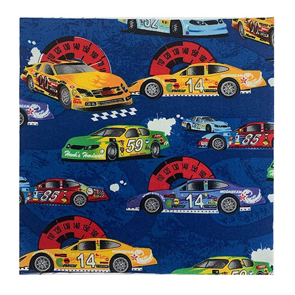 Race Cars Blue 8 1/2" sq