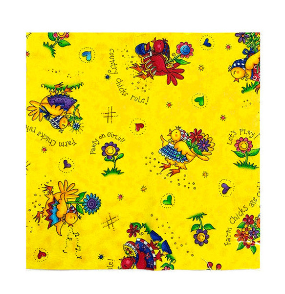 Farm Chicks Yellow 8 1/2" sq