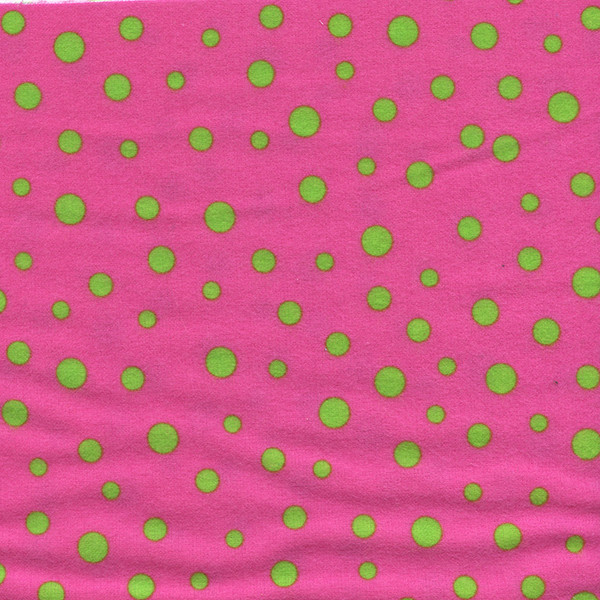 Hot Pink and Lime Polka Dots Flannel by Fabri-Quilt