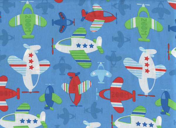 Zoom Go the Airplanes Cotton Fabric