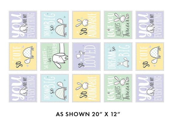 DOODLE BABY Animal Blocks Flannel Panel by Benartex Fabrics