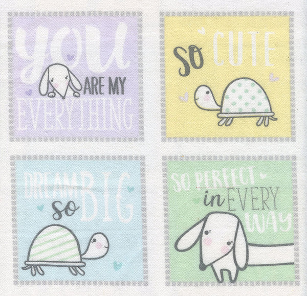 DOODLE BABY Animal Blocks Flannel Panel by Benartex Fabrics