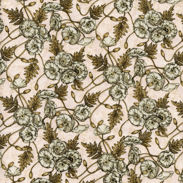 ROMANTIC GARDEN: Aqua Poppies on Cream