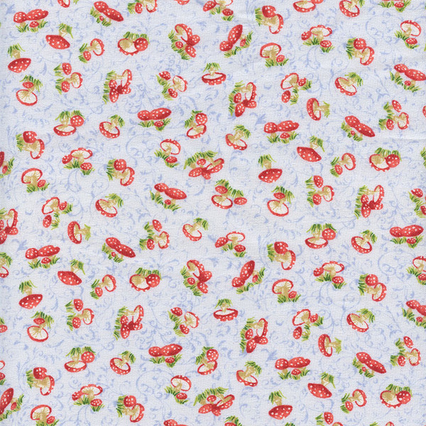 Critter Jamboree Whimsical Mushrooms Blue Swirls