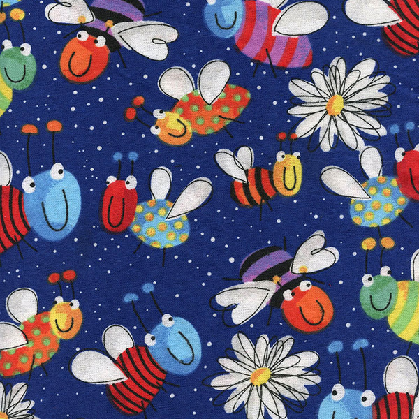 Lady Bugs on Royal Flannel