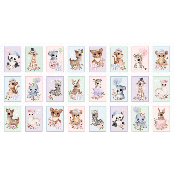 ANIMAL BABIES: Animal Blocks Panel by Michael Miller