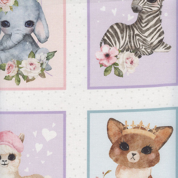 ANIMAL BABIES: Animal Blocks Panel by Michael Miller