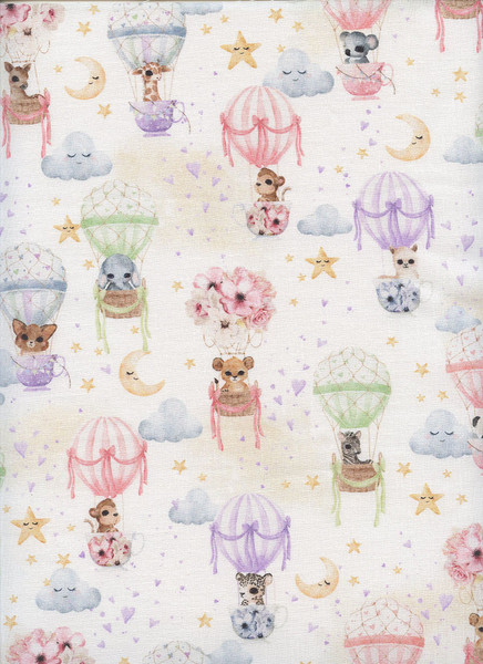 ANIMAL BABIES: Hot Air Balloons on White by Micheal Miller