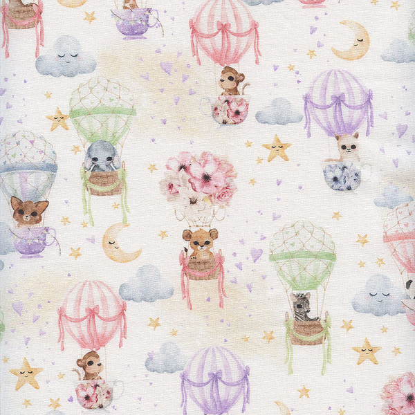ANIMAL BABIES: Hot Air Balloons on White by Micheal Miller