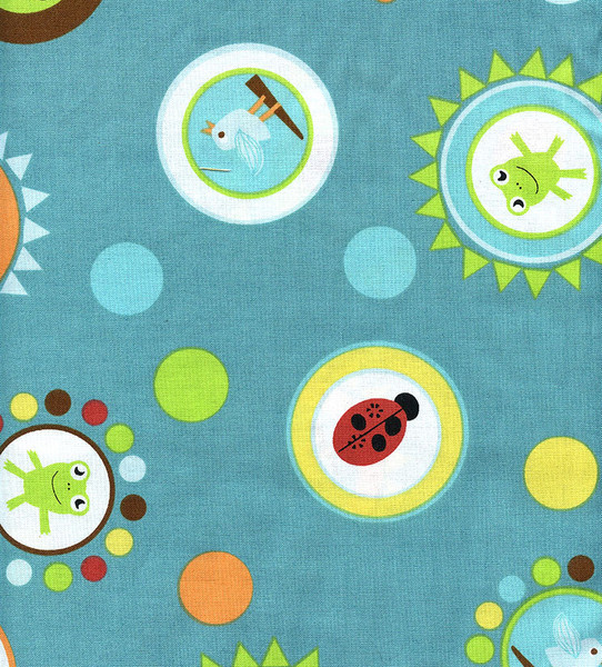 Giggle & Grow Multi Portrait Bubbles on Teal by Katie Hennagir for Andover Fabrics, SKU: 7195-B