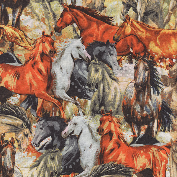 Galloping Horses Packed Allover Cotton Woven