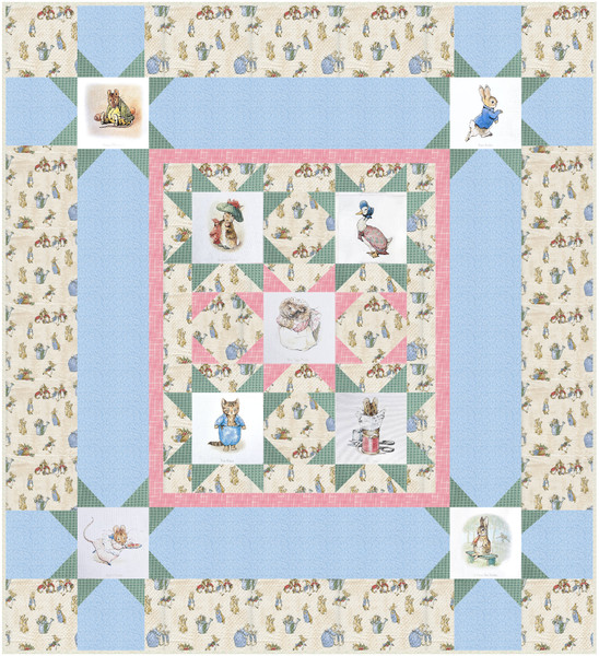 KIT-35386 Beatrix Potter Ribbon Star Pink Quilt Symmetrical
