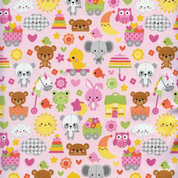 Bundle of Joy Character Toss Pink by Riley Blake designs, SKU # C15290-P