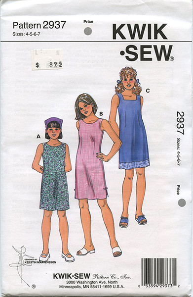 Kwik Sew Girls Dresses & Scarf Pattern 2937