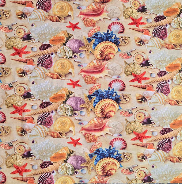 Ocean World Seashells Packed Allover, SKU # 16021 by Elizabeth's Studio