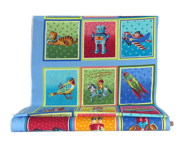 Vintage Toy Box Stars on Blue by Johnny Carwin for Clothworks Vintage Toy Box Stars on Blue by Johnny Carwin for Clothworks