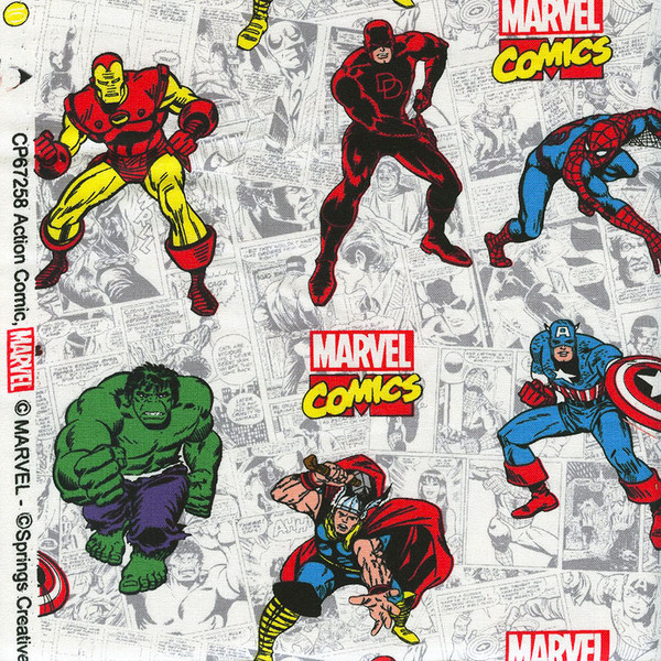 Marvel Comics Action fabric, licensed, by Springs Creative, SKU #67258-G555815 Marvel Comics Action fabric, licensed, by Springs Creative, SKU #67258-G555815