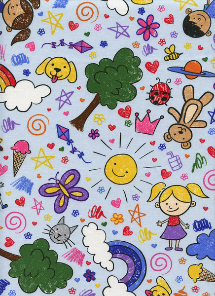 Blank Textiles COLOR MY WORLD: Doodles on Lt. Blue