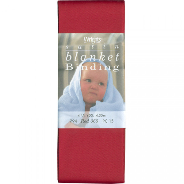 Wrights Satin Blanket Binding, 100% polyester, Red, SKU# 794-065