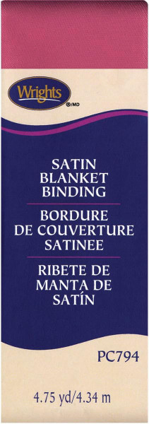 Wrights Satin Blanket Binding, 100% polyester, Rose, SKU# 794-167