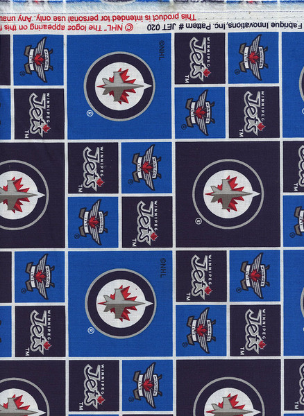 Sykel Enterprises Licensed NHL Winnipeg Jets Blue Patchwork Cotton Fabric, SKU# 020-JET