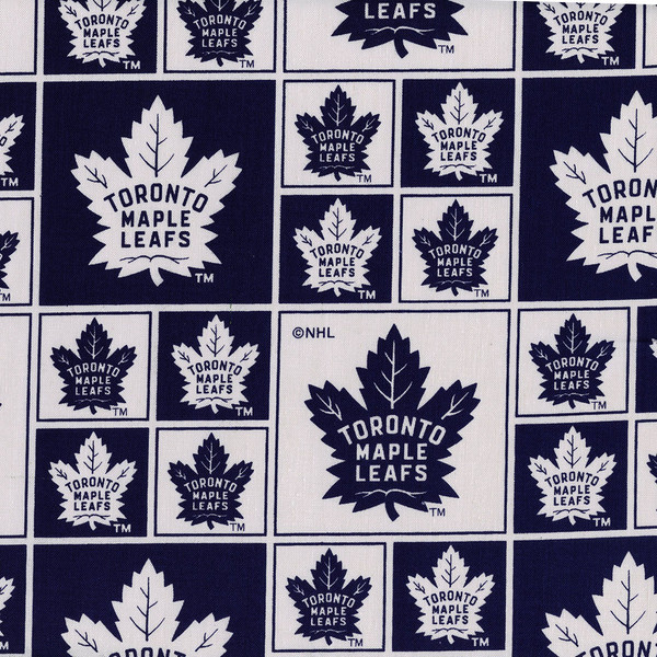 Sykel Enterprises Licensed NHL Official Toronto Maple Leafs Blue and White Patchwork Fabric, SKU# 020-MAP Sykel Enterprises Licensed NHL Official Toronto Maple Leafs Blue and White Patchwork Fabric, SKU# 020-MAP
