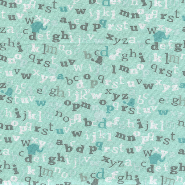 Alphabet Toss on Turquoise Flannelette by AE Nathan