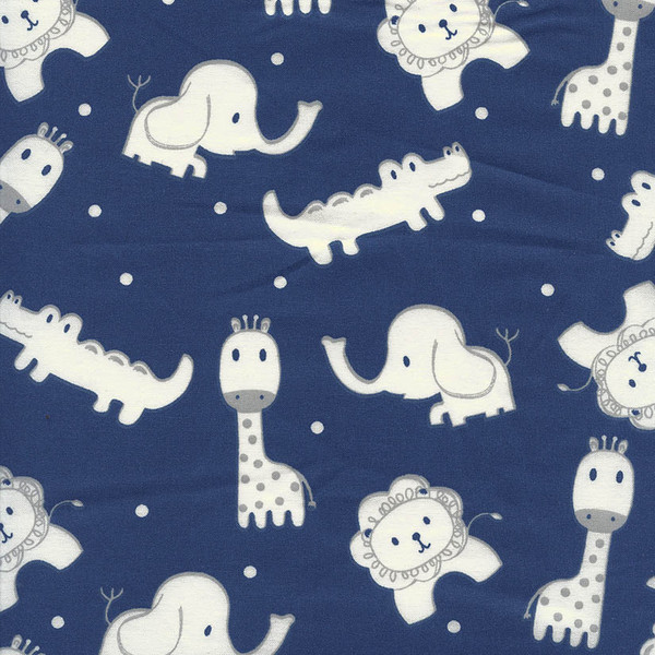 Jungle Friends Dark Blue Cotton Fabric by Choice Fabrics