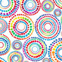 MARDI GRAS Rainbow Dotted Circles on White by Timeless Treasures