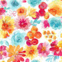 3 Wishes, Good Vibes Rainbow Floral on White by 3 Wishes Fabric, SKU#18657-MLT