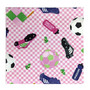 Ladies Soccer Checkerboard on Pink 8 1/2" sq