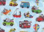 On the Go Zoo Animals Tossed on Blue Cotton Fabric by Elizabeth's Studio