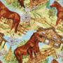 Scenic Farm Horses 100% cotton fabric by Fabric Traditions, SKU #DX-4070-4C-1Multi
