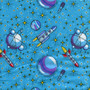 Up in Space on Turquoise Flannel by David Textiles, SKU #DX-5317-4F-2B